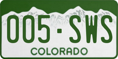 CO license plate 005SWS
