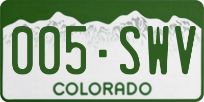 CO license plate 005SWV