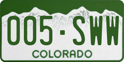 CO license plate 005SWW