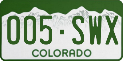 CO license plate 005SWX