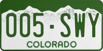CO license plate 005SWY