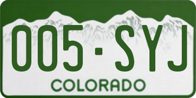 CO license plate 005SYJ