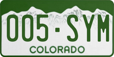 CO license plate 005SYM