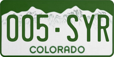 CO license plate 005SYR