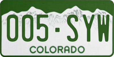 CO license plate 005SYW