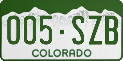 CO license plate 005SZB