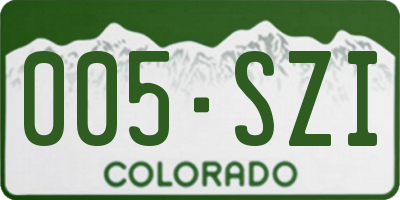 CO license plate 005SZI