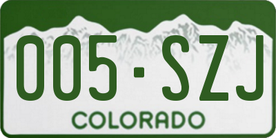 CO license plate 005SZJ