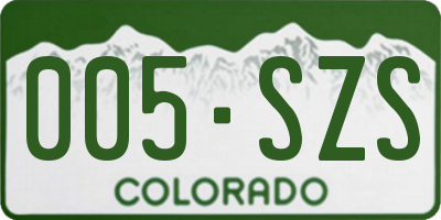 CO license plate 005SZS
