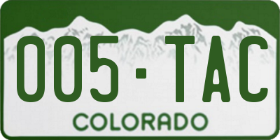 CO license plate 005TAC