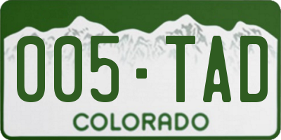 CO license plate 005TAD