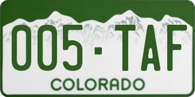 CO license plate 005TAF