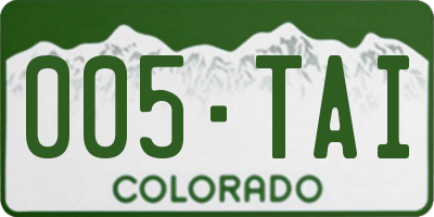 CO license plate 005TAI