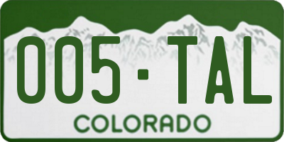 CO license plate 005TAL