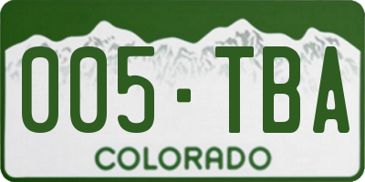 CO license plate 005TBA