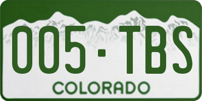 CO license plate 005TBS