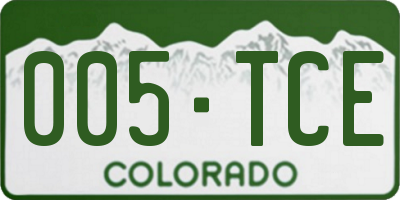 CO license plate 005TCE