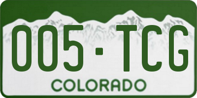 CO license plate 005TCG