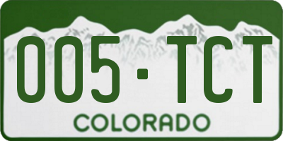 CO license plate 005TCT