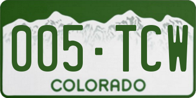 CO license plate 005TCW