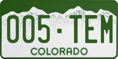 CO license plate 005TEM