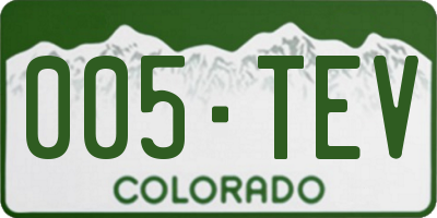 CO license plate 005TEV