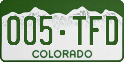 CO license plate 005TFD