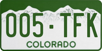 CO license plate 005TFK