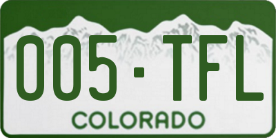 CO license plate 005TFL