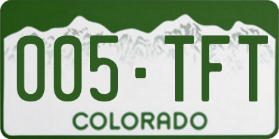 CO license plate 005TFT