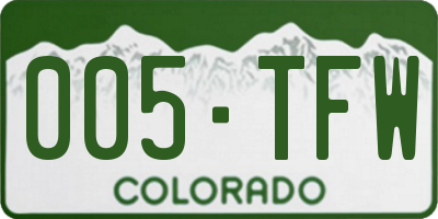 CO license plate 005TFW