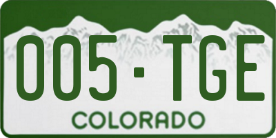 CO license plate 005TGE