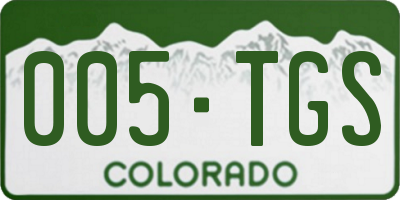 CO license plate 005TGS