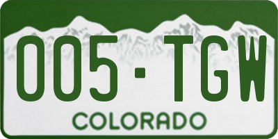 CO license plate 005TGW