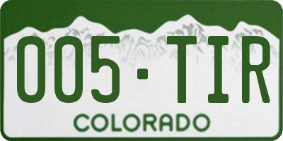 CO license plate 005TIR