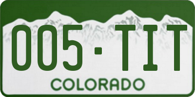 CO license plate 005TIT