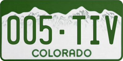 CO license plate 005TIV