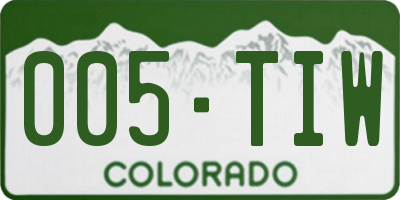 CO license plate 005TIW
