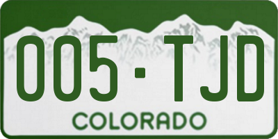 CO license plate 005TJD