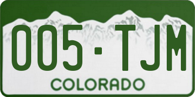 CO license plate 005TJM