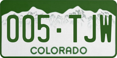 CO license plate 005TJW