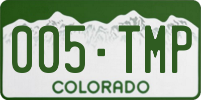 CO license plate 005TMP