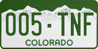 CO license plate 005TNF
