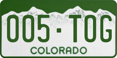 CO license plate 005TOG