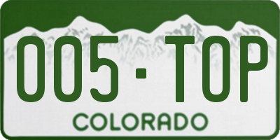 CO license plate 005TOP