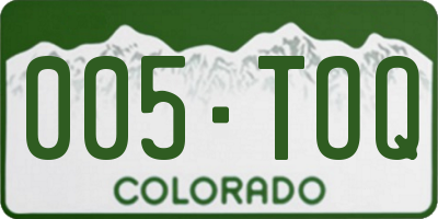 CO license plate 005TOQ