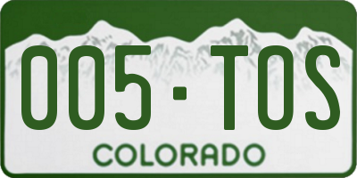 CO license plate 005TOS