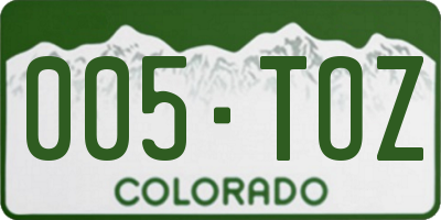 CO license plate 005TOZ