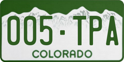 CO license plate 005TPA