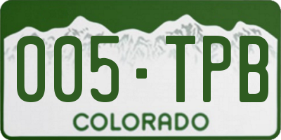 CO license plate 005TPB